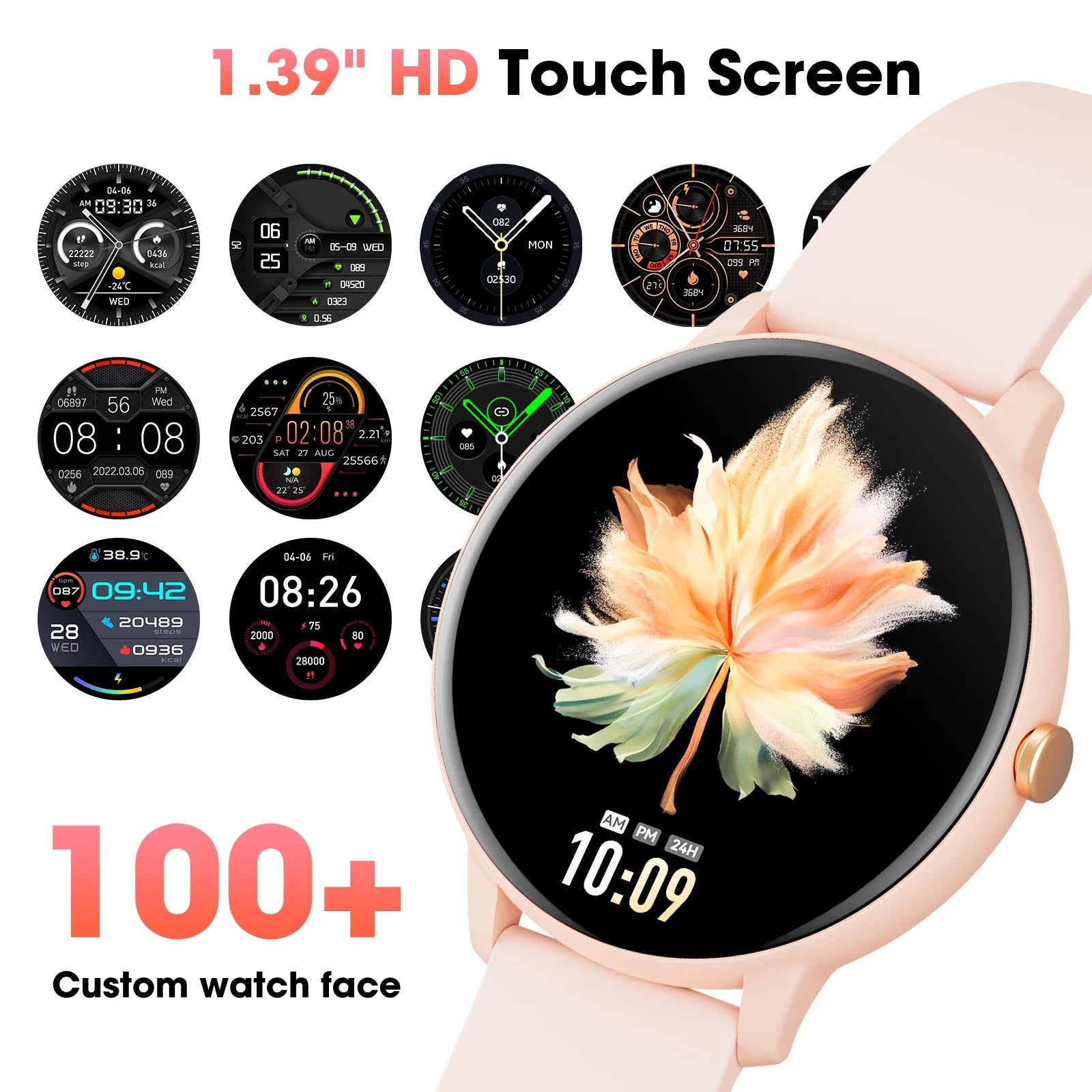 1.39-Inch Women'S Smartwatch, Answer/Call/Fitness Tracker with 100+ Exercise Modes, Fitness Watch for Android & Iphone Devices (Pink)